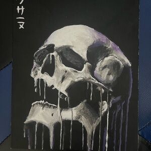 Skull Art Canvas with Purple and Black Accents